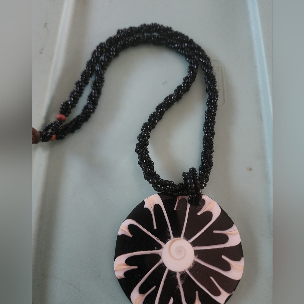 Black and White Swirl Pendant Necklace